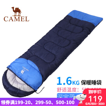 ラクダの寝袋は大人の屋外旅行キャンプ防寒のために、汚い寝袋を挟んで、室内の外でダブル寝袋A 8 W 03005にできます。深宝藍/色彩藍1.6 kgです。